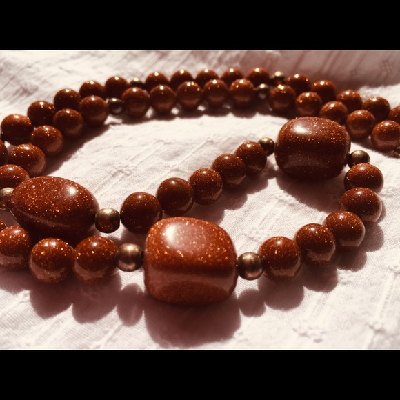 Two lovely goldstone necklaces - one with pearls - Picture 6 of 7